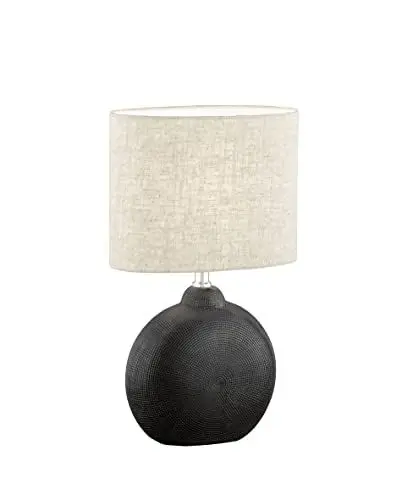 Produktbild: Tischleuchte, Foro | schwarz mit Struktur matt| Stoffschirm| sandfarben Leinen innen weiß| L: 23,00 cm, B: 13,00 cm, H: 36,00 cm,| mit Schnurschalter| 1x E14 max. 40 Watt | 50470