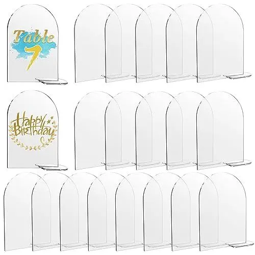 Produktbild: Tischnummern Hochzeit, 20pcs Tischnummern Hochzeit Acryl, Kristallklar, Wiederverwendbarer, Tischnummer mit Ständer Klare, Tischnummern Acryl für Hochzeit, Party, Veranstaltung, Dekoration