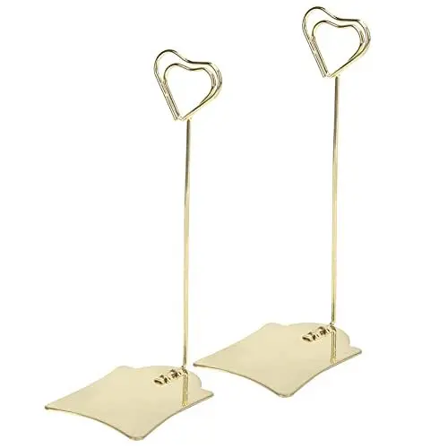 Produktbild: Tischnummernhalter, 15,2 X 6,1 X 4,8 Cm, Tischkartenhalter, 2 Stück, Tischkartenhalter, Fotohalter für Hochzeit, Zuhause, Büro, Party (GOLD)