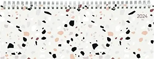 Produktbild: Tisch-Querkalender Style Terrazzo 2024 - Büro-Planer 29,7x10,5 cm - Tisch-Kalender - 1 Woche 2 Seiten - Ringbindung - Alpha Edition