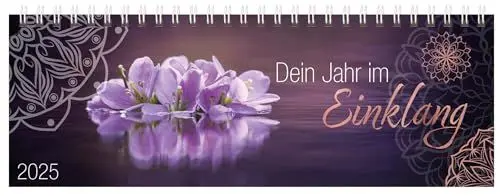 Produktbild: Tischquerkalender Dein Jahr im Einklang 2025: 1 Woche 2 Seiten·· Aufstellbarer Tischkalender mit Fotografien und Zitate zum Thema Achstsamkeit·· Format: 29,8 x 10,5 cm