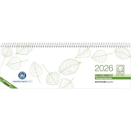 Produktbild: Tischquerkalender Recycling 1W/1S 2025-29,6x9,9 cm - 1 Woche auf 1 Seite - Bürokalender mit 60 Seiten - Stundeneinteilung 7-19 Uhr - 146-0700
