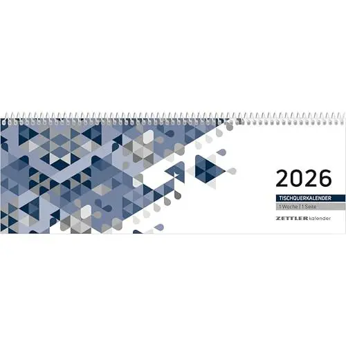 Produktbild: Tischquerkalender blau 1W/1S 2025-29,6x9,9 cm - 1 Woche auf 1 Seite - Bürokalender mit 60 Seiten - Stundeneinteilung 7-19 Uhr - 146-0015