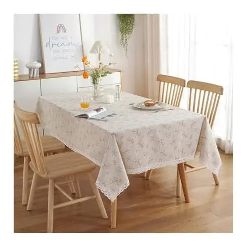 Produktbild: Tischtuch Hochzeit, Tischdecke Ostern 140X220 Bunt Polyester Baumwolle Blumen Bedruckt Table Cover für Küche Wohnzimmer Esszimmer