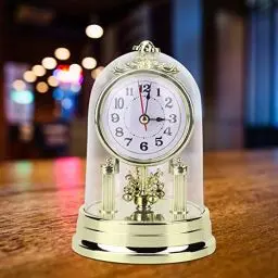 Produktbild: Tischuhr, Europäischer Retro-Stil, Wohnzimmer, Antike Stille Uhr, Uhr, Tischuhr aus Messing, Heimdekoration, Dekoration für oder Schlafzimmer (golden)