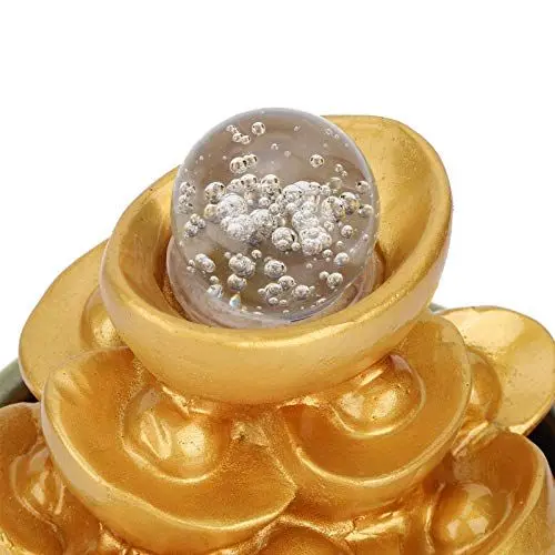 Produktbild: Tischwasserfall, LED-Harz-leiser Tischbrunnen, goldenes Büro-Innendekoration für Hauptrestaurant(Gold Ingot, pink)