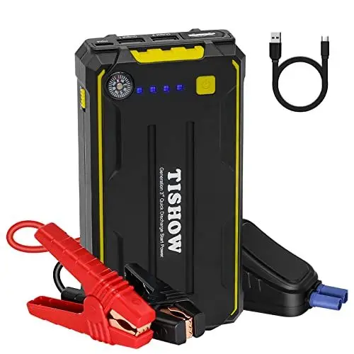 Produktbild: TISHOW Starthilfe Powerbank 1000A /12V,mit LED-Licht,Tragbare Auto Starter Powerbank,Jump Starterfür bis zu 7.0L Benzin und 5.5L Dieselmotoren/USB QC3.0 Booster