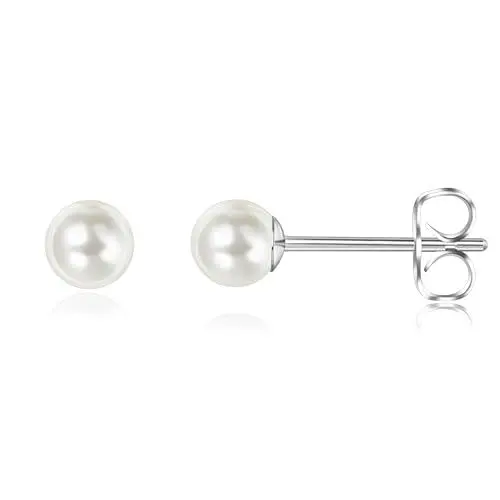 Produktbild: Titan Ohrringe Hypoallergen Perlenohrringe Damen Mädchen G23 Titan Ohrstecker Perlen Ohrstecker 5mm