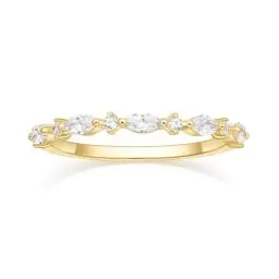 Produktbild: Titaniumcentral Ringe Damen Vorsteckring Schmal 14K Vergoldet Schlicht Eternity Zirkonia Verlobungsringe Eheringe Versprechen Ring (Gelbgold,51 (16.2))