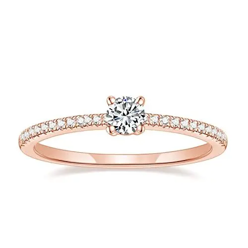 Produktbild: Titaniumcentral Vorsteckring Damen Eternity Ringe Schmal Rund Zirkonia Verlobungsringe Eheringe Versprechen Ring (Rosegold,52 (16.6)