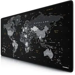Produktbild: TITANWOLF - DEUTSCHES LAYOUT - Titanwolf XXL Gaming Mauspad 900x400x3 mm - Schreibtischunterlage Gross - XXL Mousepad Gaming und Office - Weltkarte schwarz