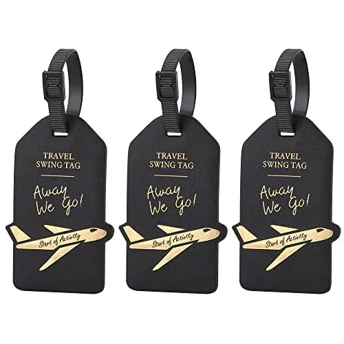 Produktbild: TITIROBA Kofferanhänger PVC Gepäckanhänger mit Adressschild Geeignet für Koffer Handtasche 3 Stücke Schwarz