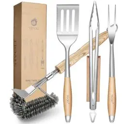 Produktbild: TIVOLI Grillbesteck Set 4Pcs Grillset Grill Zubehör für Männer Premium 4-teiliges BBQ Set Grillzange, Pfannenwender, Grillbürste, Grillgabel für EIN perfektes BBQ (BBQ Set 1)