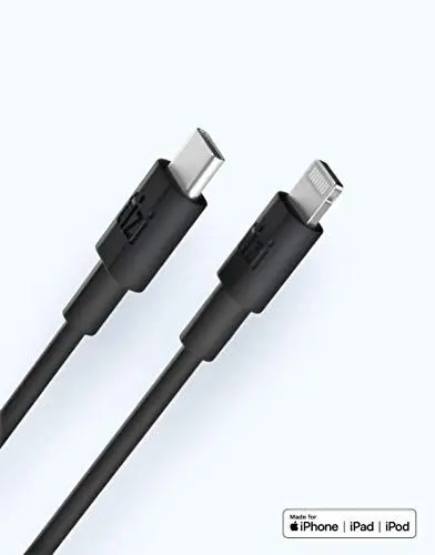 Produktbild: tizi flip Ultra – USB-C auf Lightning Kabel (50cm, schwarz), Apple Mfi Zertifiziert, PD Power Delivery Kabel zum Schnellladen. Kompatibel mit iPhones ab iPhone 8 und mit iPad