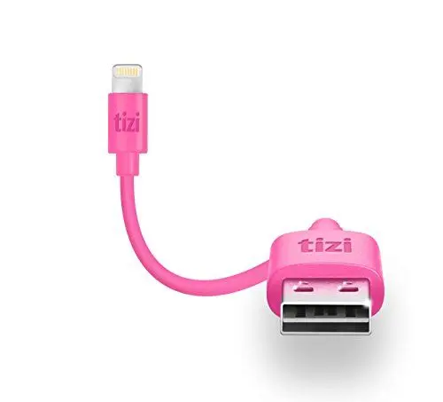 Produktbild: tizi flip – Lightning Ladekabel mit doppeltseitigem USB-Flip Stecker (10cm, pink), Apple Mfi Zertifiziert, Daten- und Ladekabel mit reversiblem Stecker.