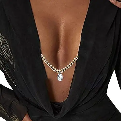 Produktbild: TJCGCKK Fake Nippelring mit Ketten Nippelklemmen Brustwarzenpiercing Nippelringe Strass Nippel Bikini Schmuck Sexspielzeug für Frauen Männer