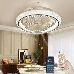 Produktbild: TJSC Deckenventilator mit Beleuchtung LED Licht, Dimmbar Invisible Fan Ventilatorlicht, 360° Drehbar, Timer Leise Ventilator lampe,72W mit Fernbedienung APP,für Wohnzimmer Schlafzimmer,Schwarz,49cm