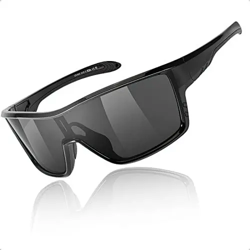 Produktbild: TJUTR Fahrrad-Sportbrille mit gebogenen Gläsern Herren - Unpolarisierteen brille für MTB, Bike, Sport Sonnenbrille, Radbrille, Laufbrille, Joggen UV-Schutz