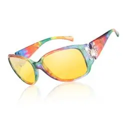 Produktbild: TJUTR Nachtfahrbrille Damen Übergroße Umwickeln Polarisierte Nachtsichtbrille Anti-Blendung Gelbe Linse Reduzieren Scheinwerfer Blendung für Nachtfahrten