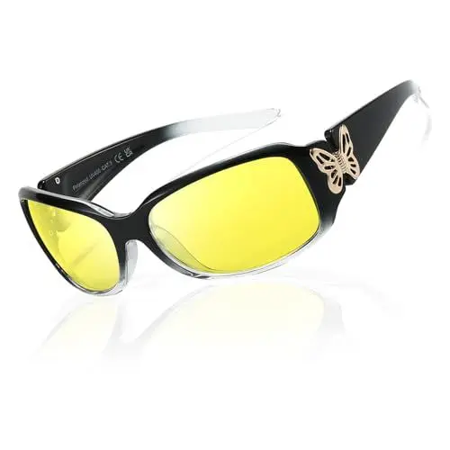 Produktbild: TJUTR Nachtfahrbrille für Damen Umwickeln Antiblendung Polarisierte Nachtsichtbrille Gelbe Linse