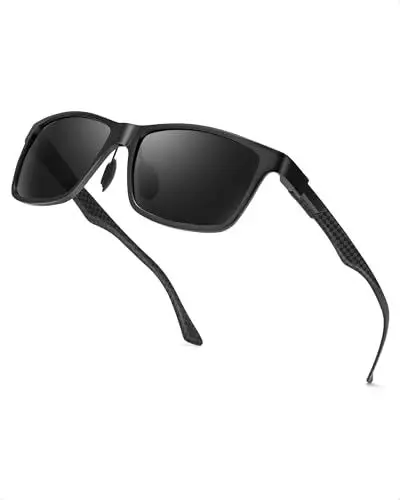 Produktbild: TJUTR Polarisiert Sonnenbrille Herren Ultraleicht und Stylisch Rechteckig Carbon Fibre Rahmen UV400 Schutz Blendfrei Perfekt für Autofahrer