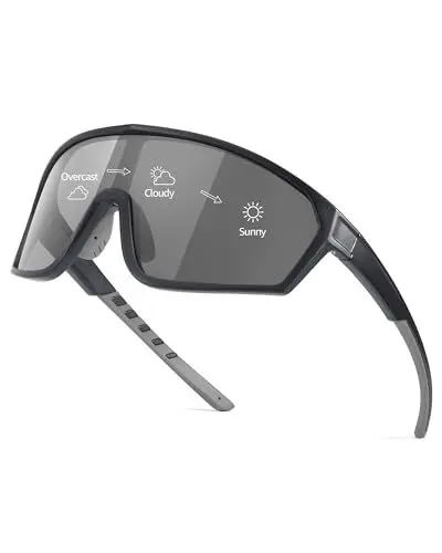 Produktbild: TJUTR Polarisierte Sports Selbsttönend Photochromatisch Sonnenbrille für Herren, mit übergroßem leichtem Rahmen und UV-Schutz Anzug für Radfahren, Baseball, Laufen, Wandern