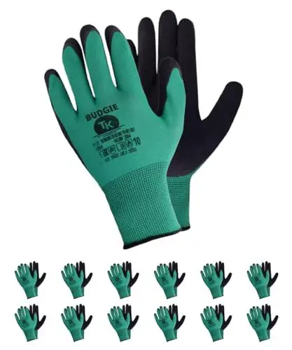 Produktbild: TK Budgie Arbeitshandschuhe Satz von 12 Paar Handschuhe aus PVC Baumwolle Gartenarbeit Arbeitsschutz (8)