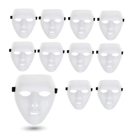 Produktbild: TK Gruppe Timo Klingler 12x Maske weiß - Theathermaske zum bemalen unbemalt basteln Anonymous Phantom Masken - Karneval & Fasching & Halloween - Fastnachtskostüme
