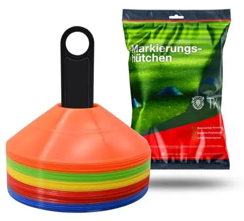 Produktbild: TK Gruppe Timo Klingler 25x Markierungshütchen Hütchen Kegel für Slalom Trainingszubehör & Fußballzubehör für Fußball, Leichtathletik für Kinder & Erwachsene
