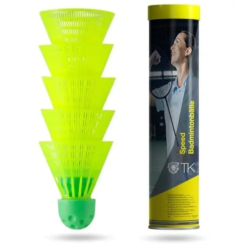 Produktbild: TK Gruppe Timo Klingler 5X Speedbadminton Federbälle schnell gelb Badmintonbälle für Training & Wettkampf Badminton für Outdoor & Indoor