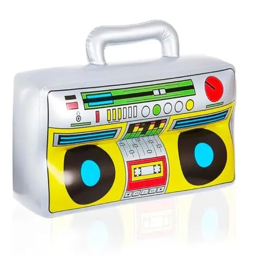Produktbild: TK Gruppe Timo Klingler Aufblasbarer Retro Ghettoblaster ca 45 x 42 cm Hip Hop Radio Walkman 80er 90er Outfit Party Accessoires Kostüm Fasching Karneval Bad Taste Assi