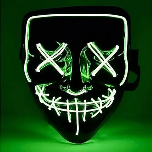 Produktbild: TK Gruppe Timo Klingler LED Grusel grün Maske - wie aus Purge steuerbar, leuchtend für Halloween, Fasching & Karneval - als Kostüm & Verkleidung Horror für Herren & Damen & Kinder