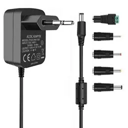 Produktbild: TKDY 9V 1,5A Netzteil Adapter Zentrum positiv 5,5 * 2,1mm, AC 100V-240V zu DC 9V 1,5A Ladegerät mit 5 PCS DC-Anschlüssen für DVD-Player, Lautsprecher, Arduino UNO R3, Schwinn Bike A10 und mehr