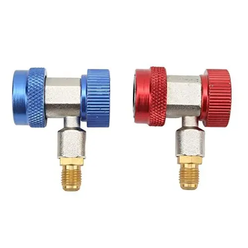 Produktbild: TKSE R134A Schnellwechsler, 2 Stück R134A AC Klimaanlage Schnellkupplung, Verstellbarer Schnellkupplungs Hoch Niedrig Adapter Anschluss für Kältemittelspender