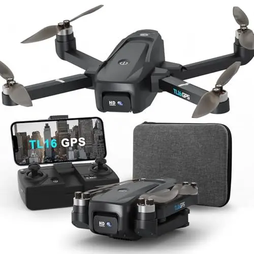Produktbild: TL16 GPS Drohne mit Kamera 4K Autom Rückkehr Follow Me Bürstenloser Motor Drohnen 5G WIFI FPV-Übertragung Drone für Anfänger Erwachsene C0 Unter 250g RC Faltbar Quadcopter Alitude Halten Tragetasche