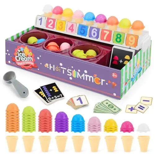 Produktbild: Tlater Mini Finger Eisdielen Spielzeug Rollenspiel mit EIS Spielzeug, 9 Sorten Eiscreme in Eistüten für Kinder Mädchen 3 4 5 6 Jahre (Blau)