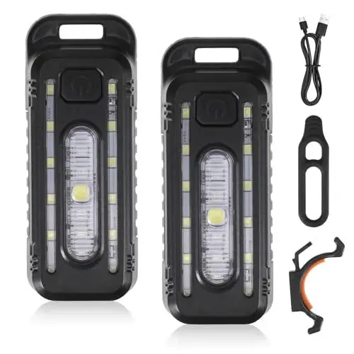 Produktbild: tlidfgeo 2 Stück LED Clip Lampe für Frauen Alleine Leben,Wasserdicht Taschenalarm,Klein Stirnlampe,USB Aufladbar Blinklicht für Kinder Schulranzen Laufen Kleidung, Fahrt, Camping, Haustier