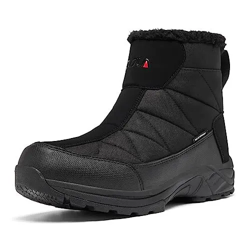 Produktbild: TLOLA Winterschuhe Herren Wasserdicht Warm Gefüttert Schneestiefel Rutschfest Winterstiefel Herren Wanderschuhe Trekkingschuhe Arbeiten Ski Angeln Outdoor Schuhe (Schwarz EU 44)