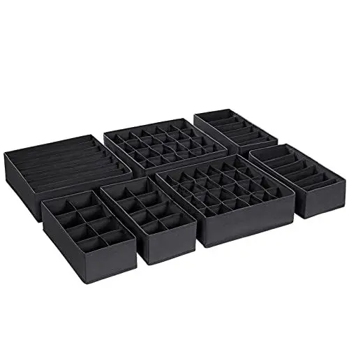 Produktbild: TLOXO 7 Stück Aufbewahrungsboxen,Schublade Organizer Ordnungssystem für Kleiderschrank, für BHS, Unterwäsche, Socken, Krawatten, Faltboxen, Stoffboxen