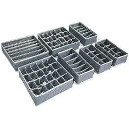 Produktbild: TLOXO Aufbewahrungsboxen für Unterwäsche,Schubladen-Organizer,Ordnungssystem für Kleiderschrank faltbar, für BHs, Unterwäsche, Socken, Krawatten, Faltbox, Stoffbox, 7er Set (7 Stück Grau)