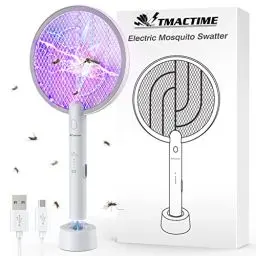 Produktbild: TMACTIME Elektrische Fliegenklatsche 2024 Aufgerüstet Insektenvernichter, 4000V Elektro Mückenklatsche und UV Mückenlampe 2 in 1, USB Fliegenfänger Insektenfalle, für Indoor Küche Gärten