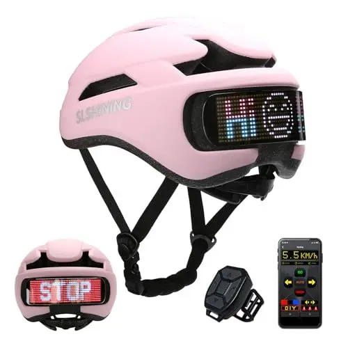 Produktbild: TMEOIIPY Intelligenter App-programmierbarer Fahrradhelm mit Rückseitigem LED-Display und USB-Aufladung, Fahrradhelm Erwachsene: Herren, Damen, mit Blinker-Fernbedienung
