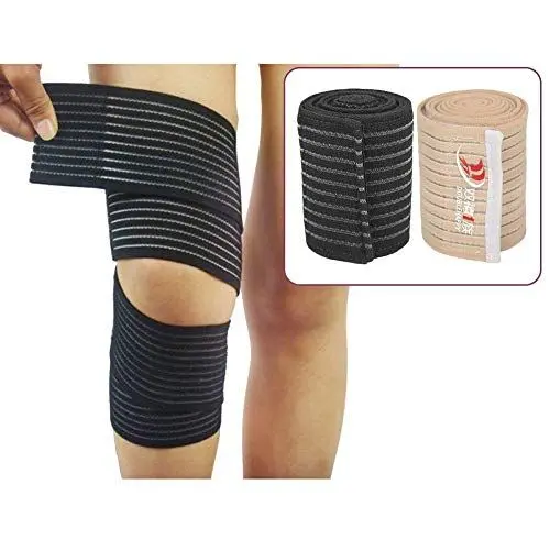 Produktbild: TMISHION Elastische Kniebandage, Schutzband für Kniebandage für Gymnastik, Gewichtheben, Fitness und Heben (Schwarz)