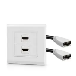 Produktbild: TND HDMI 4K Wanddose 2X Port, Unterputzsteckdose, Kabeldurchführung, Wandanschlussplatte mit UHD ARC Ethernet, High Speed Full HD, Buchsenkoppler für TV Heimkino Beamer Projektor