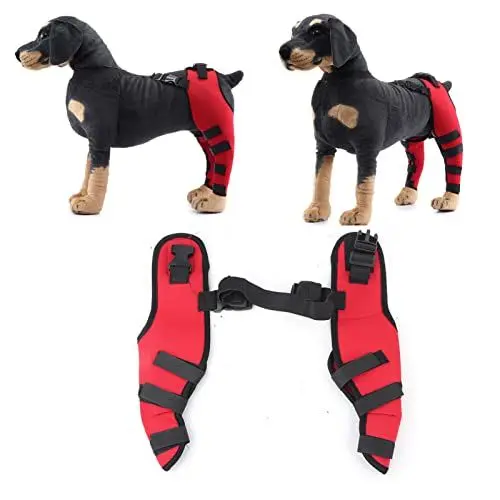 Produktbild: Tnfeeon Kniestütze für Hunde, Beinstütze bei Bandverletzungen, Gelenkschmerzen und Muskelkater, Verstellbare Hintere Unterstützung für Kniescheibenluxation (HJ26 hintere Doppelleggings