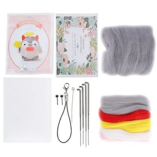 Produktbild: Tnfeeon Nadelfilz-Kit Wollfaser-Filzzubehör Niedliche Tier-Plüsch-Puppe DIY Herstellung von Material Haushaltsdekoration Anhänger Ornamente(Engel und Dämon)