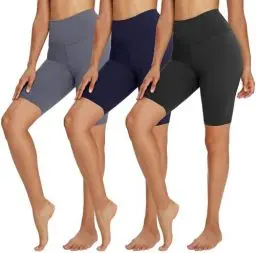Produktbild: TNNZEET 3er Pack Radlerhose Damen High Waist Shorts Kurze Sporthose Blickdicht Sommer Leggings Unter Kleider für Sport Yoga,Dunkelgrau/Marineblau/Schwarz,L-XL