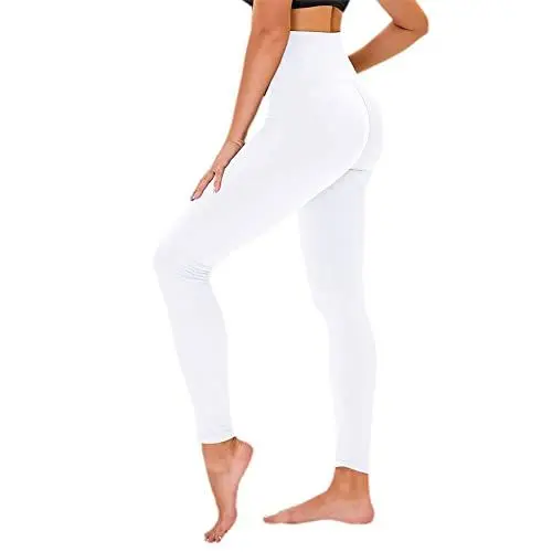 Produktbild: TNNZEET High Waist Leggings Damen Elastische Leggins Weiche Sporthose für Sport Gym,Weiß,2XL