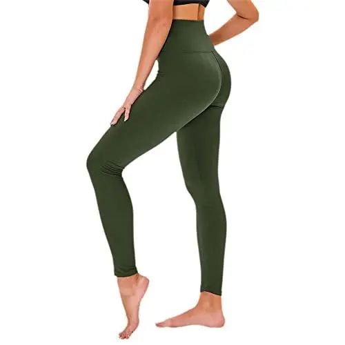 Produktbild: TNNZEET High Waist Leggings Damen Elastische Leggins Weiche Sporthose für Sport Gym,Armee grün,S-M
