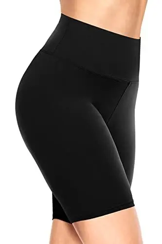 Produktbild: TNNZEET Radlerhose Damen Hohe Taille Kurze Sporthose Leggings Blickdicht Sommer Shorts Yoga Hose für Gym Sport (Schwarz,L-XL)